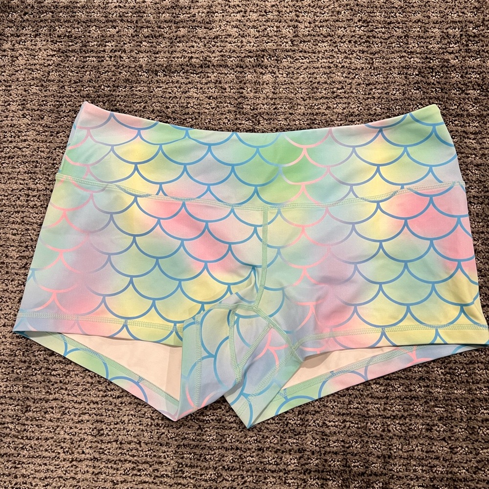 Feed me fight me mermaid rainbow shorts